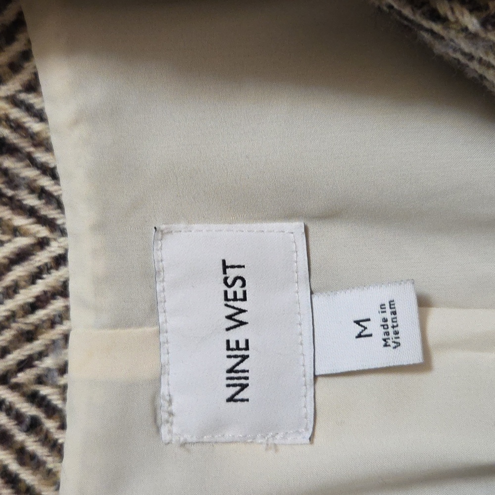Nine West Briwn and Cream Herringbone Blazer with Gold Buttons - Picture 2 of 2